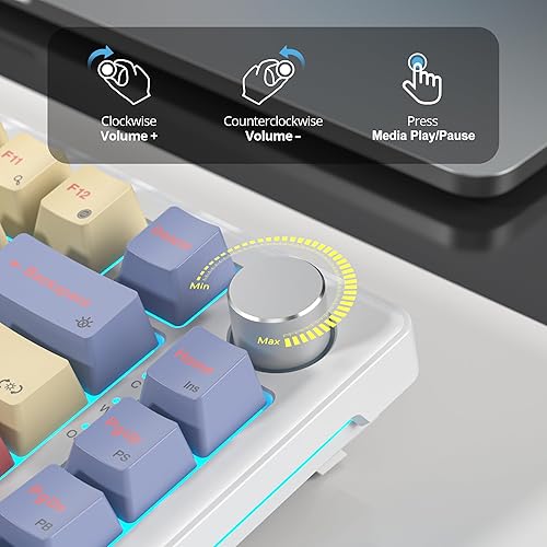 Miniatura 6 de Teclado mecánico para juegos 75% con cable, montaje en junta intercambiable en caliente, interruptor blanco, 82 teclas TKL, NKRO, cremoso para PC,