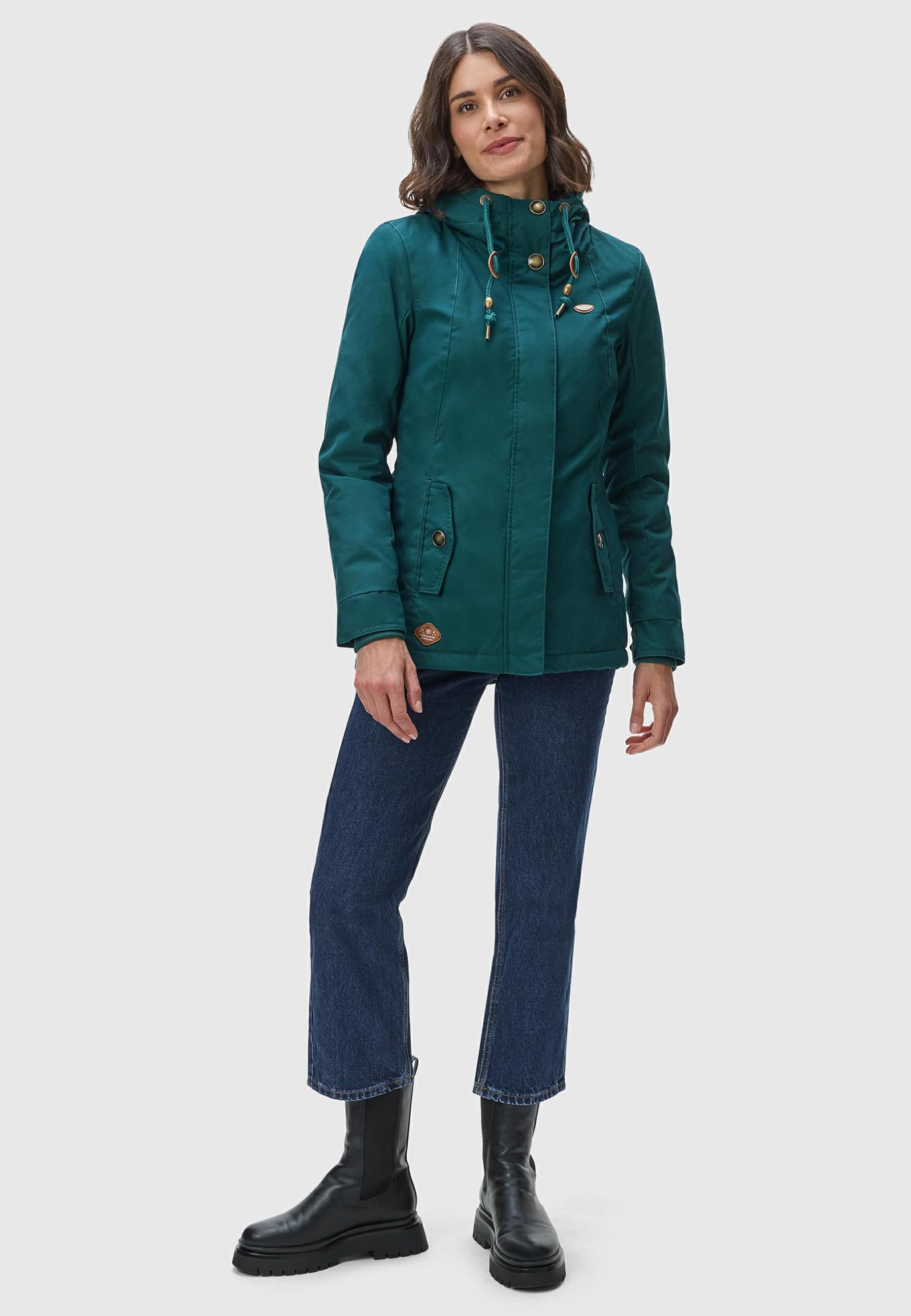 Ragwear Damen warme kurze Winterjacke mit Kapuze Monade Intl