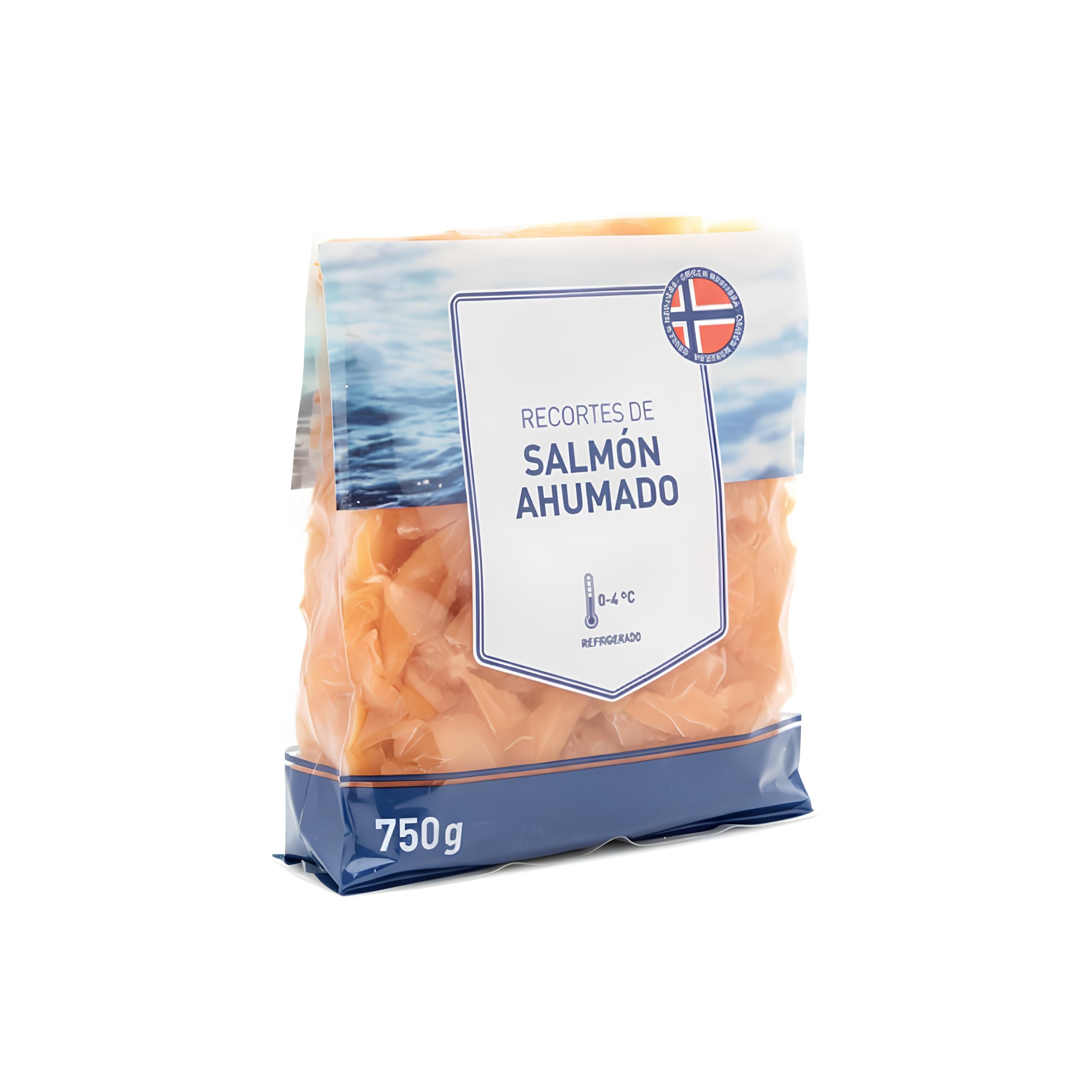 Recortes de Salmón Ahumado 750g - Salmón Noruego con Ahumado Tradicional - Sin Conservantes - Formato Ahorro - Ideal para Hostelería y Cocina Gourmet - NEXU