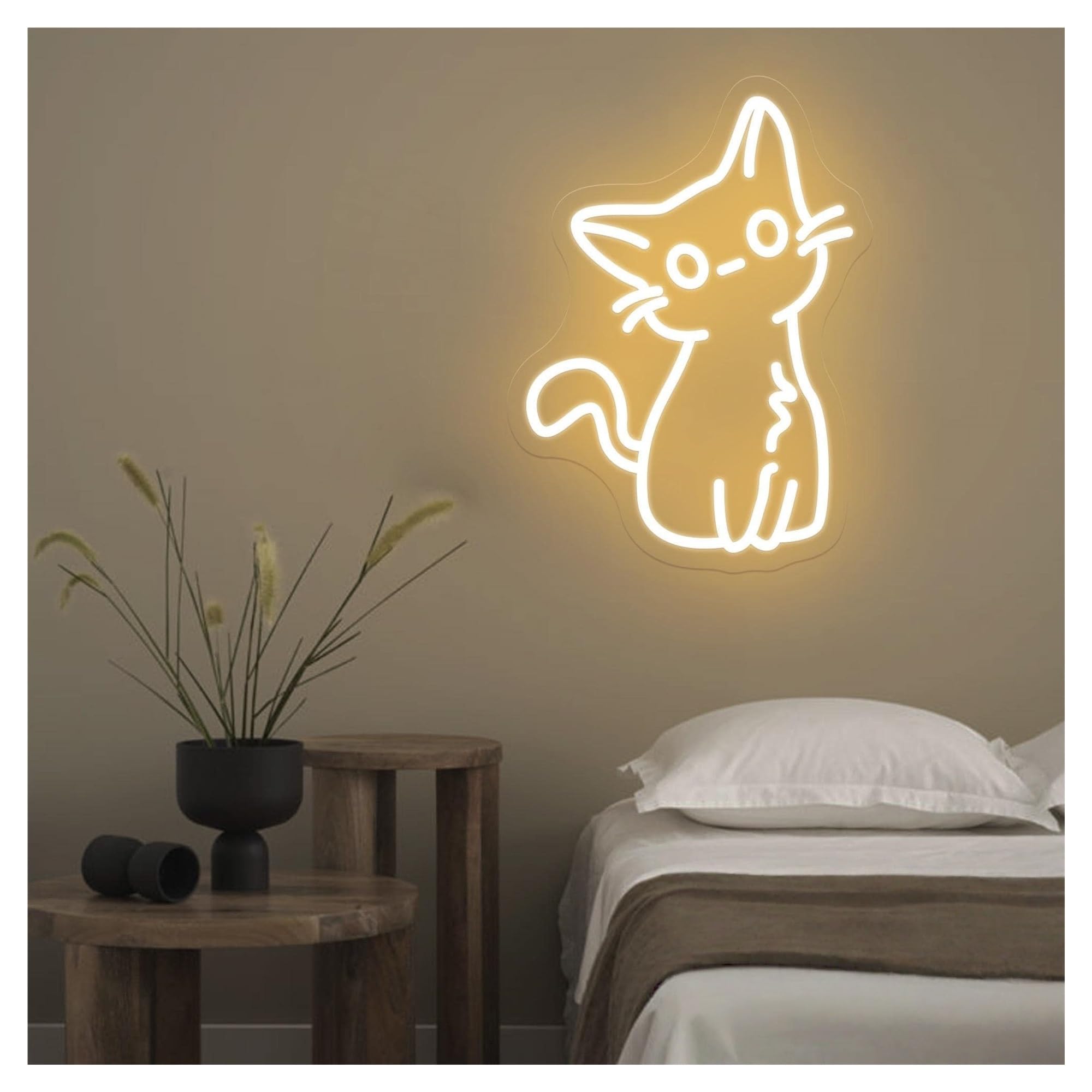 RONGCH Hanging Art Neon Signs Cat Animal Neon Sign, Suitable for Kids Room Decor with Brightness Adjustable 30cmx40cm(B)