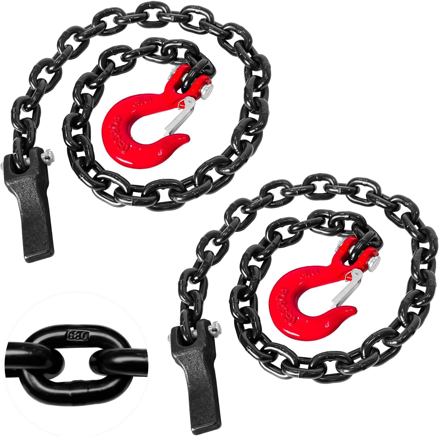 YATOINTO 2-Pack Grade 80 36" Trailer Safety Chains w/ 5/16" Red Clevis Snap Hooks - 25K lbs WLL, Rust-Resistant EP Finish for Heavy Towing