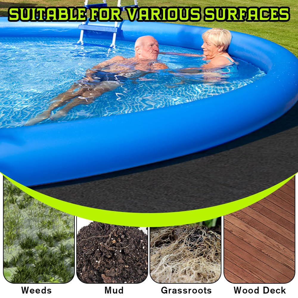 Générique Tapis De Sol pour Piscine,Diamètre 370 cm,Base de Piscine Antidérapante Ronde,Tapis De Sol pour Piscine,Bâche De Protection pour Bassin,Tapis De Piscine Ronds D'extérieur, Réutilisable