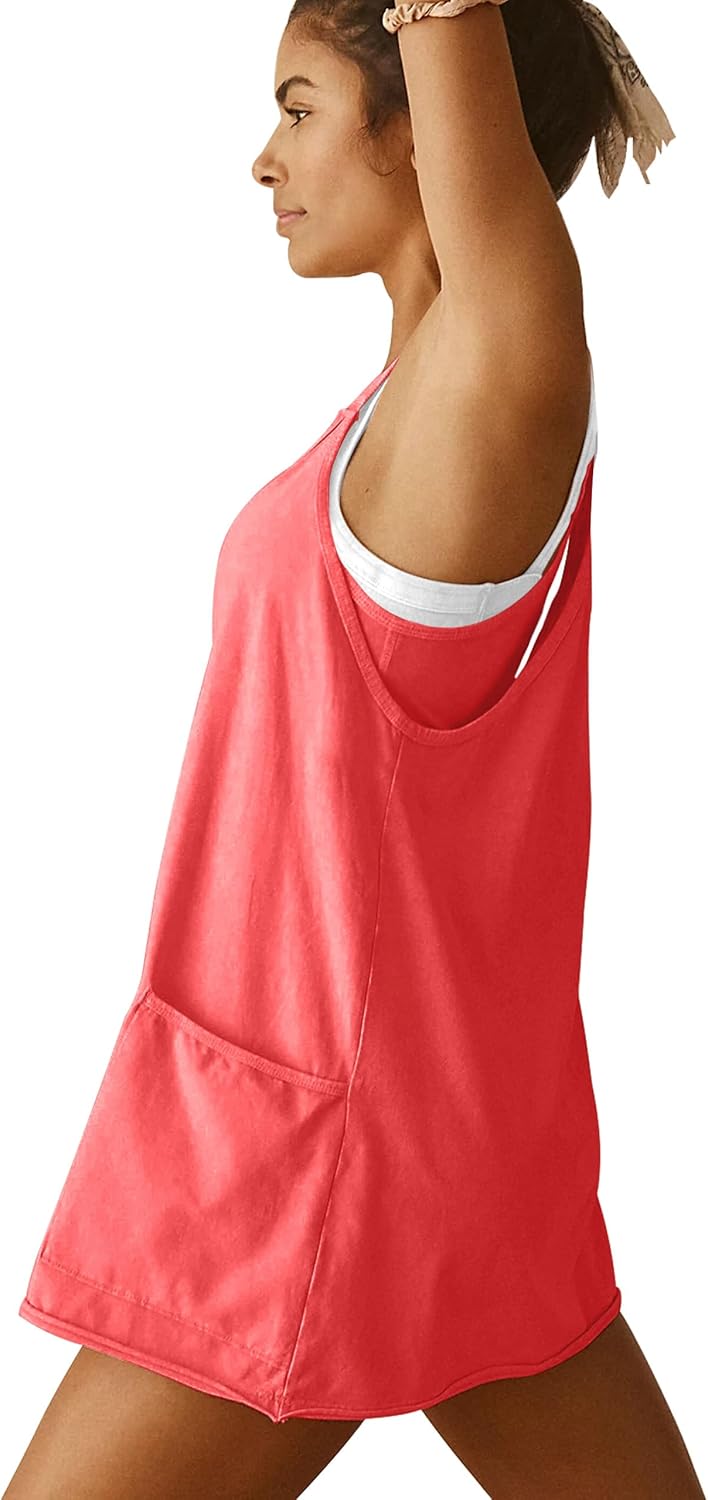 Womens Athletic Dress Hot Shot Mini Dress Built in Shorts Summer Workout Romper 2026 Trendy Outfit - Image 5