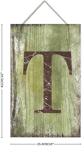 Vista 184 de Letrero colgante de madera con letra J, letrero de madera para decoración del hogar, 26 letras del alfabeto de metal, placa de madera, decoración