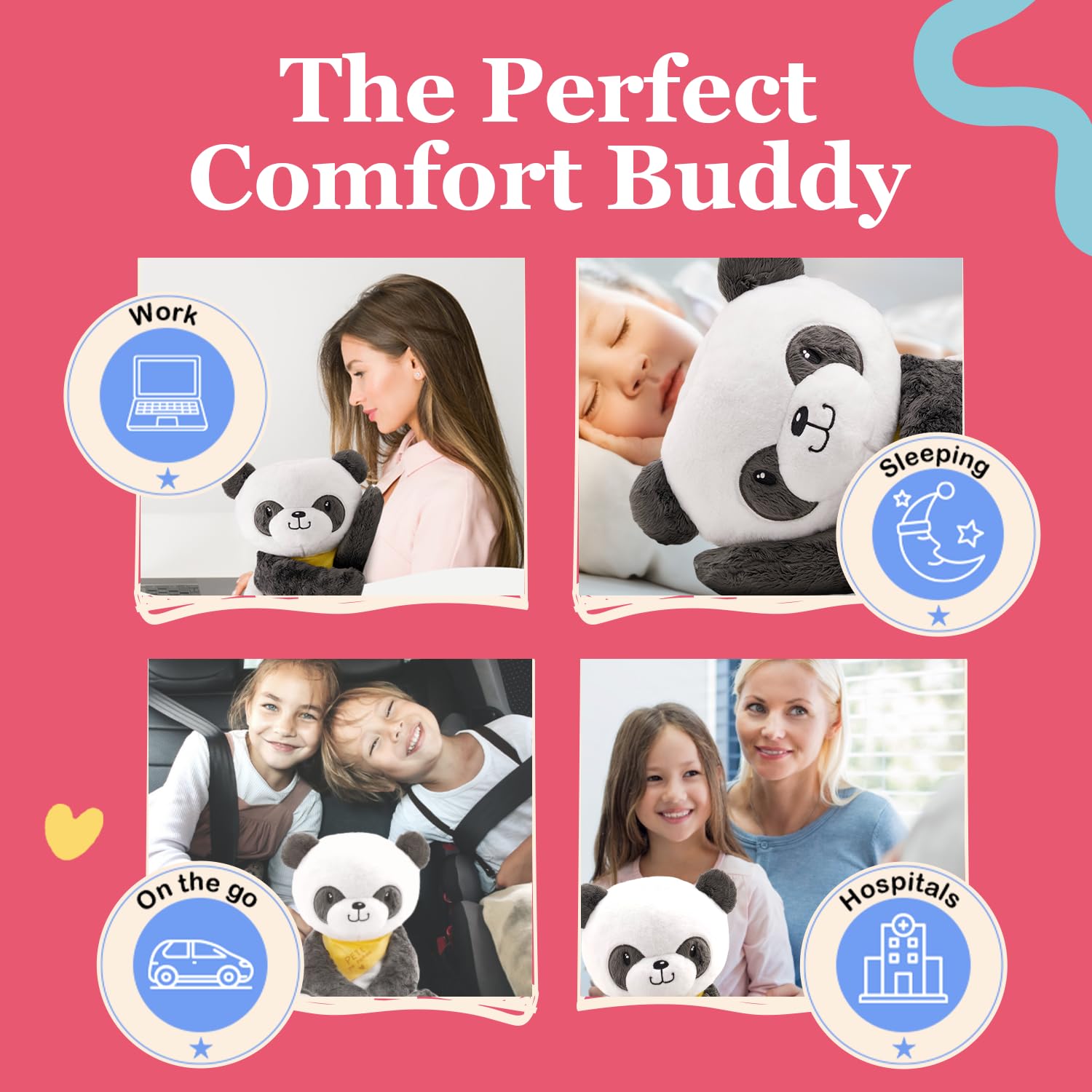 Lilly's Love Peluche ponderato 2,3 kg, animale calmando per ansia, Pete the Panda, sensoriale per bambini e adulti, lavabile in lavatrice con interno rimovibile