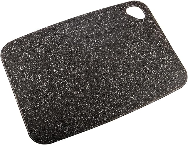 Vision21® Black Plastic Chopping Board for Kitchen Durable Marble Coated Cutting Board with Large Hanging Hole Non-Slip Utility Serving Board, Non-Porous Food Hygiene Chopping Board w Easy Grip Handle