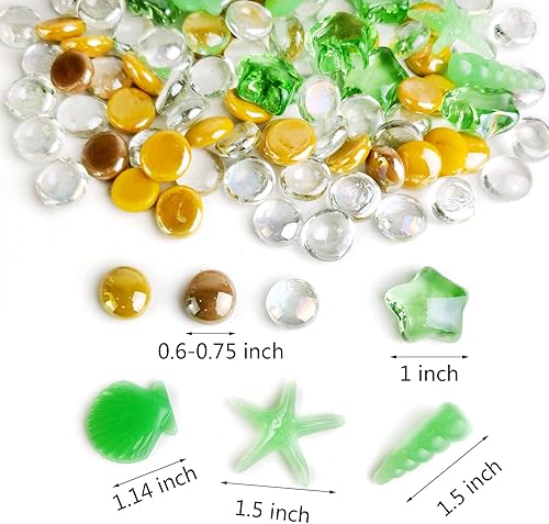 Miniatura 3 de Gemas decorativas de cristal de mármoles planos de 1.2 libras, estrellas verdes mezcladas para jarrones, manualidades, decoración del hogar,