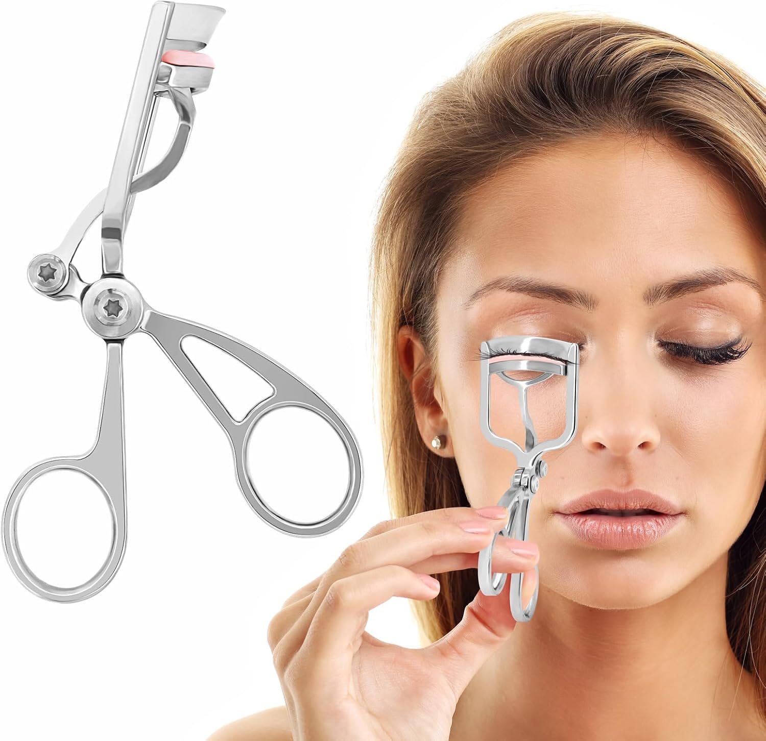 Luxurious Eyelash Curler, Professional Eyelash Curlers Long Lasting Lash Curl Eye Opening Voluminous Lashes Curler Heavy Duty, Zinc Alloy (Silver)
