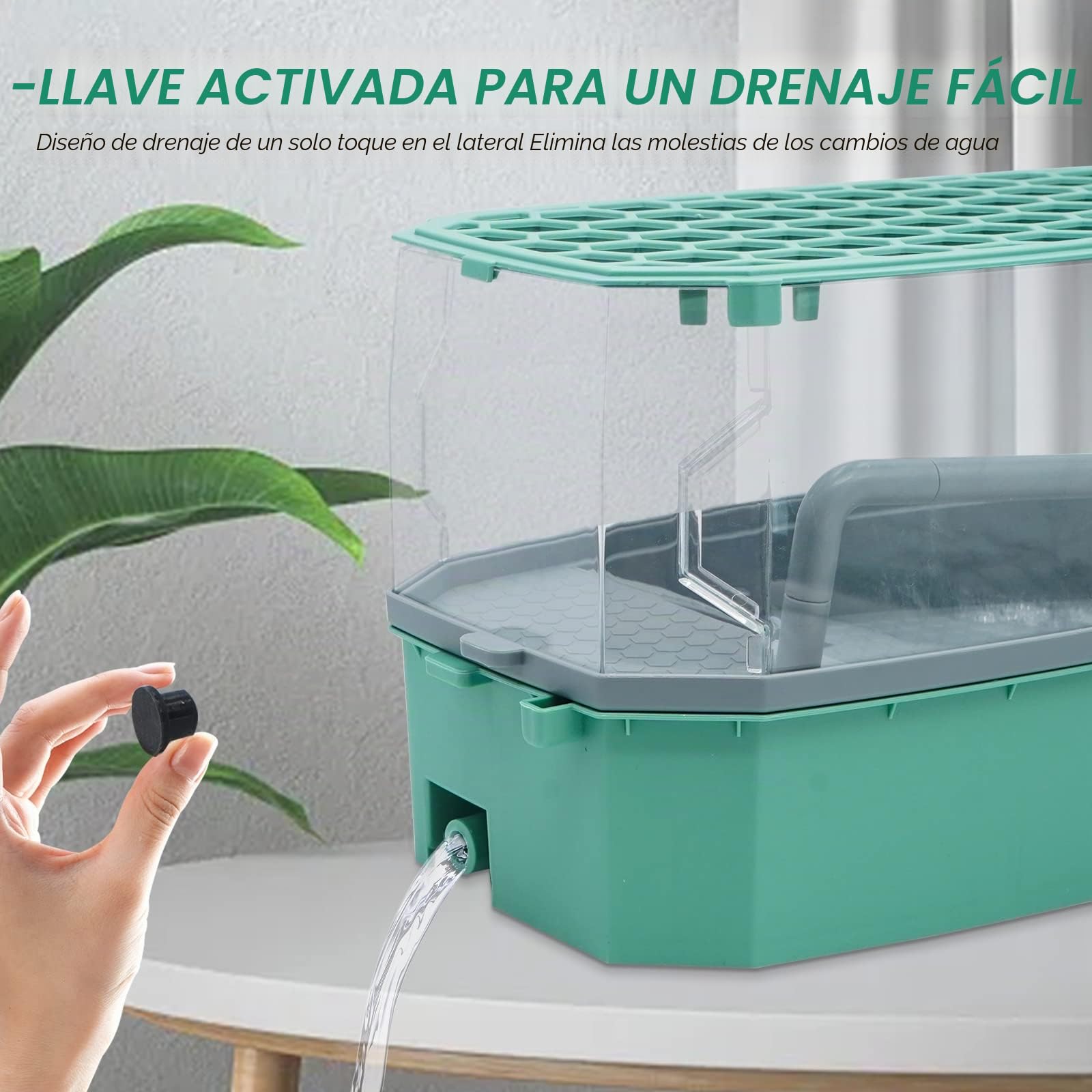 Acuario de Tanque de Tortugas con Bomba de Agua Hábitat de Reptiles Tanque de Tortugas Terrario Plataforma de Sol de Tortuga con Capa de Filtro del Sistema de Ducha