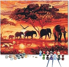 DonElton Paint by Numbers for Adults Animals - 40x50cm Painting Kits with Brushes, Acrylic Colors and Linen Canvas, Frameless - Creative Gift (Elephants)