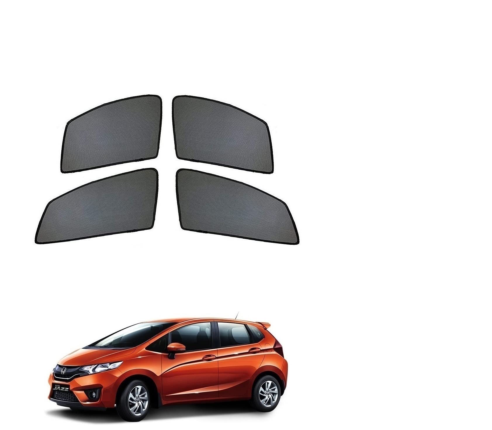 Auto Addict Half Magentic Curtains Car Sunshades Side Window Set of 4 Pcs Black for Honda New Jazz(2015-2022)