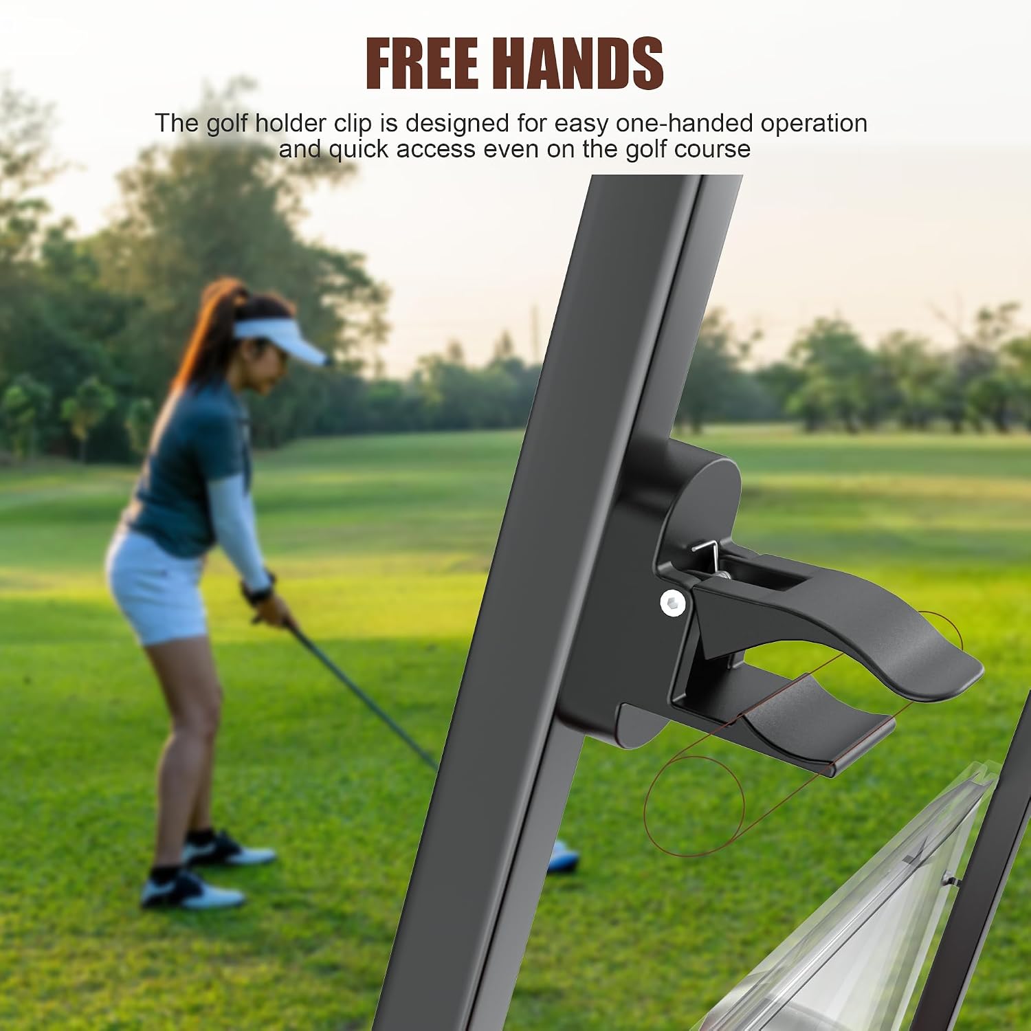 Lunira Universal Magnetic Golf Holder Clip for Golf Cart Aluminum Alloy Stand Clip Hold 26−64 Rings with Non-Slip Straps Golf Gifts for Golfers image 4