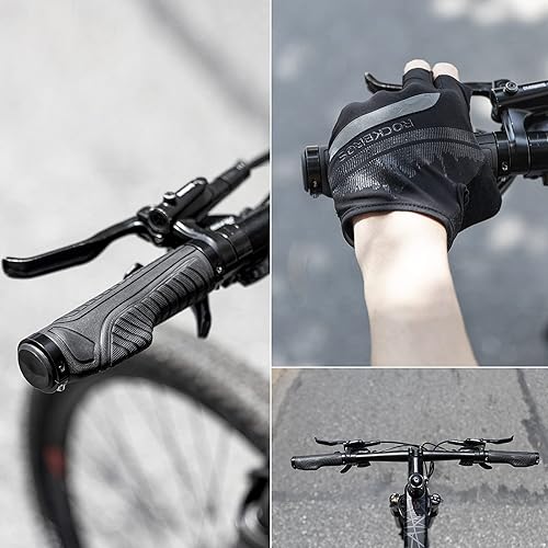 Miniatura 5 de ROCKBROS Empuñaduras de bicicleta de montaña, empuñaduras para manillar de bicicleta, doble abrazadera de aluminio para MTB BMX, extremos de barra