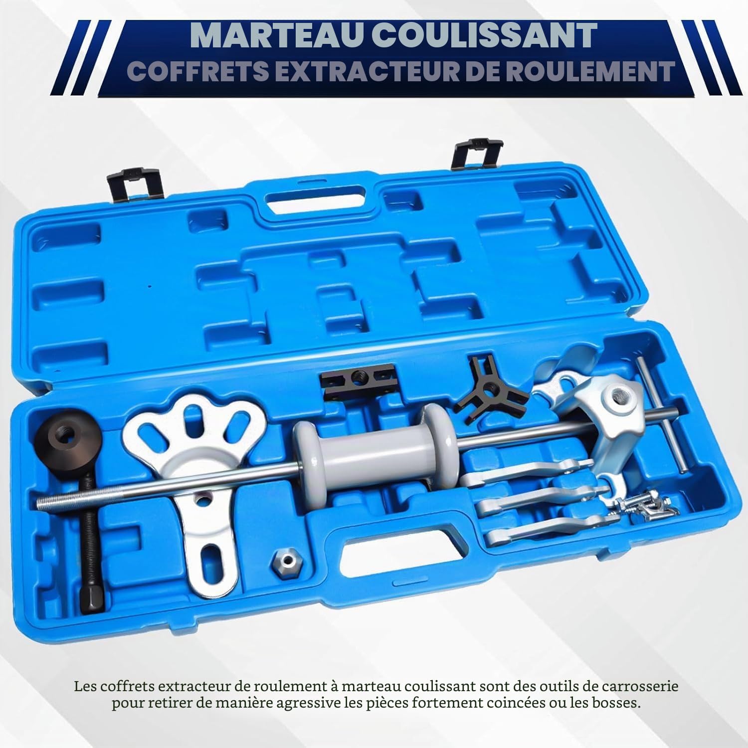GEARMONSTER Lot de 18 extracteurs de moyeu de roue avec marteau coulissant pour moyeux de roue de voiture, essieux, joints d'huile, douilles