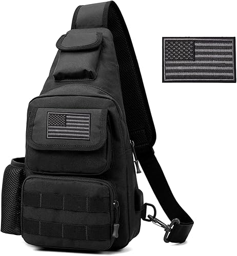 Bolso táctico de hombro - Mochila militar Molle 1000D al aire libre Daypack, Negro -, Moda
