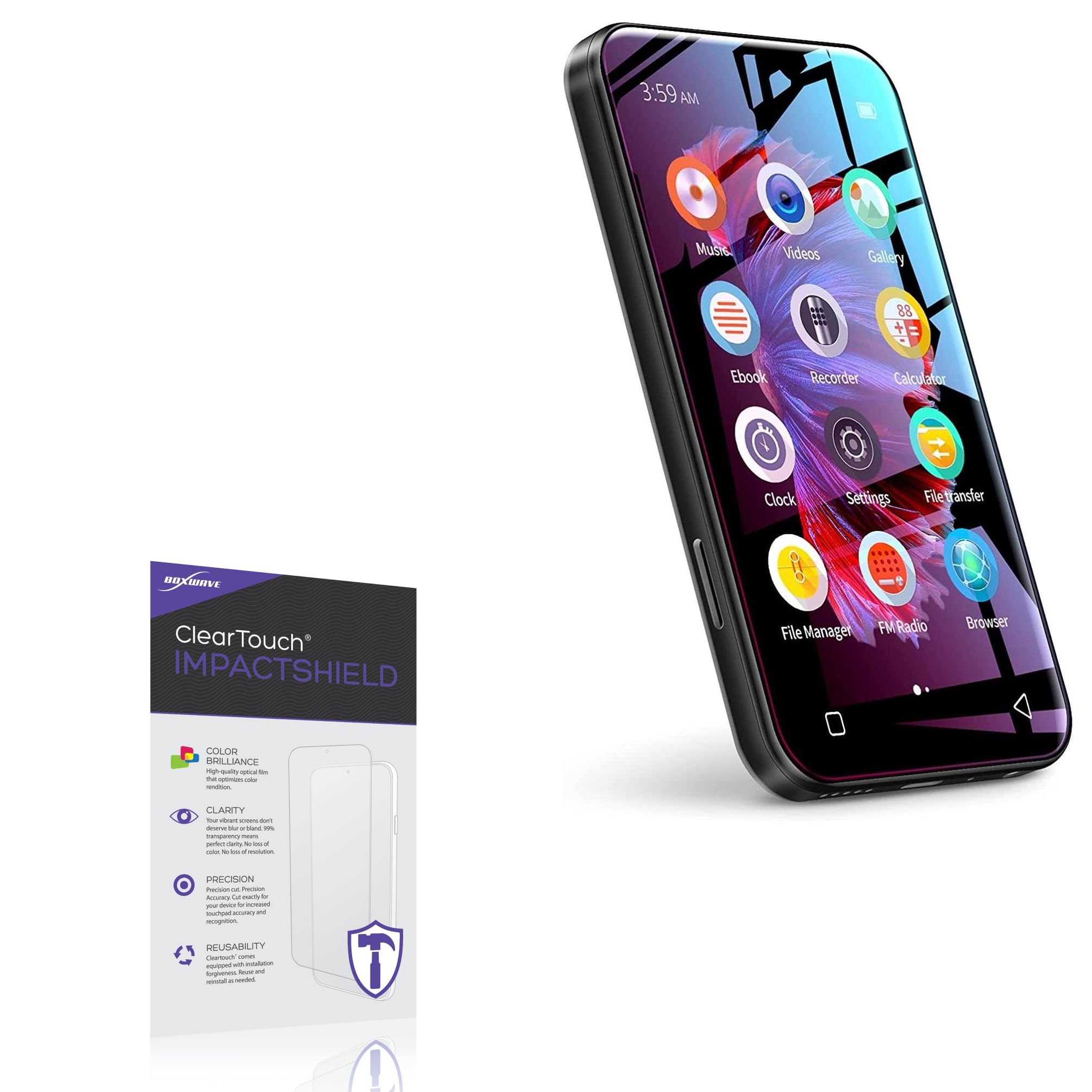 BoxWave Screen Protector Compatible with TIMMKOO WiFi Mp3 Player - ClearTouch ImpactShield (2-Pack), Impenetrable Screen Protector Flexible Film