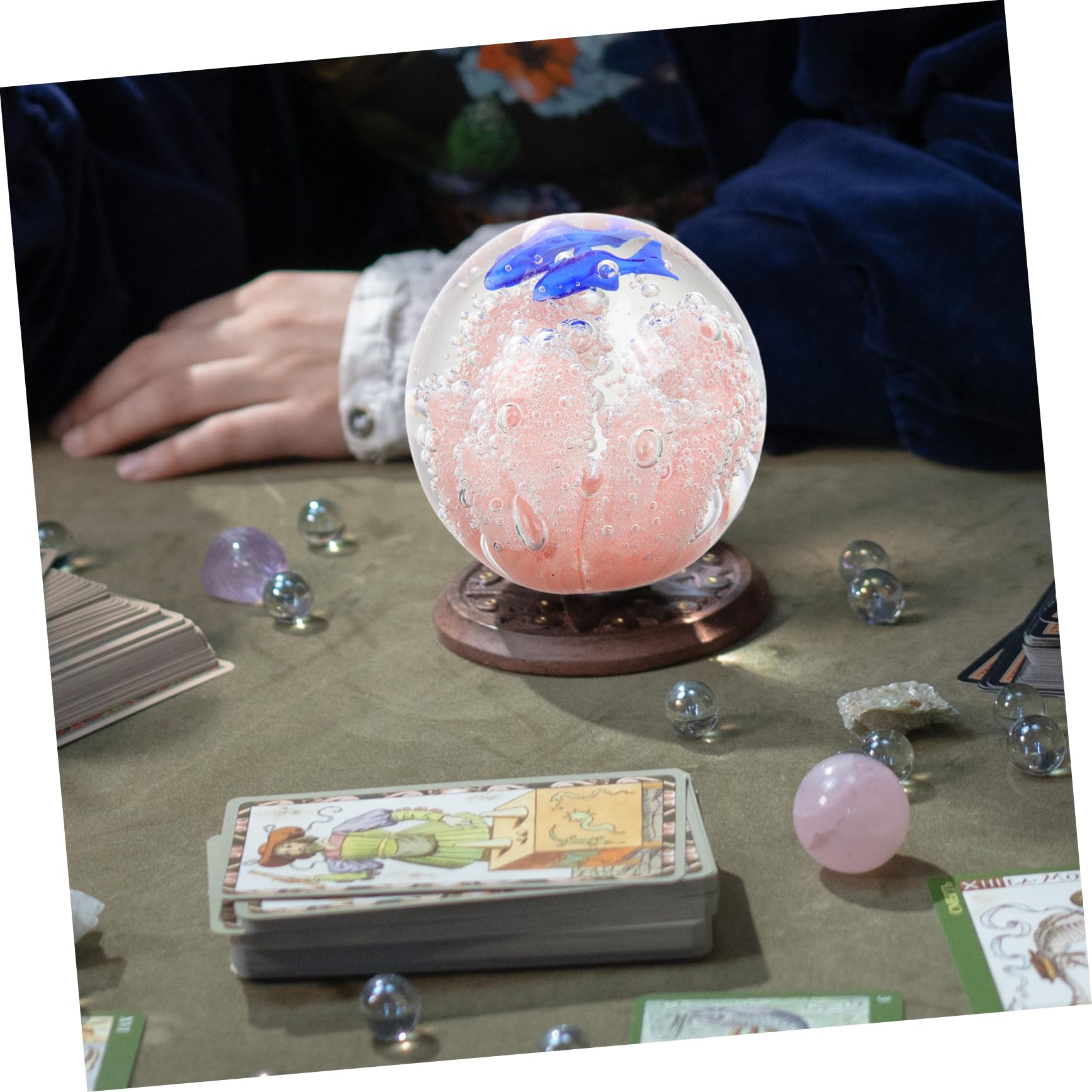 Sfera in Vetro Forma di Barriera Corallina Decorazione per Acquario Animali Marini Scultura di Pesci e Coralli Sfera in Vetro Corallo Ornamento per Acquario Soffiato Mano