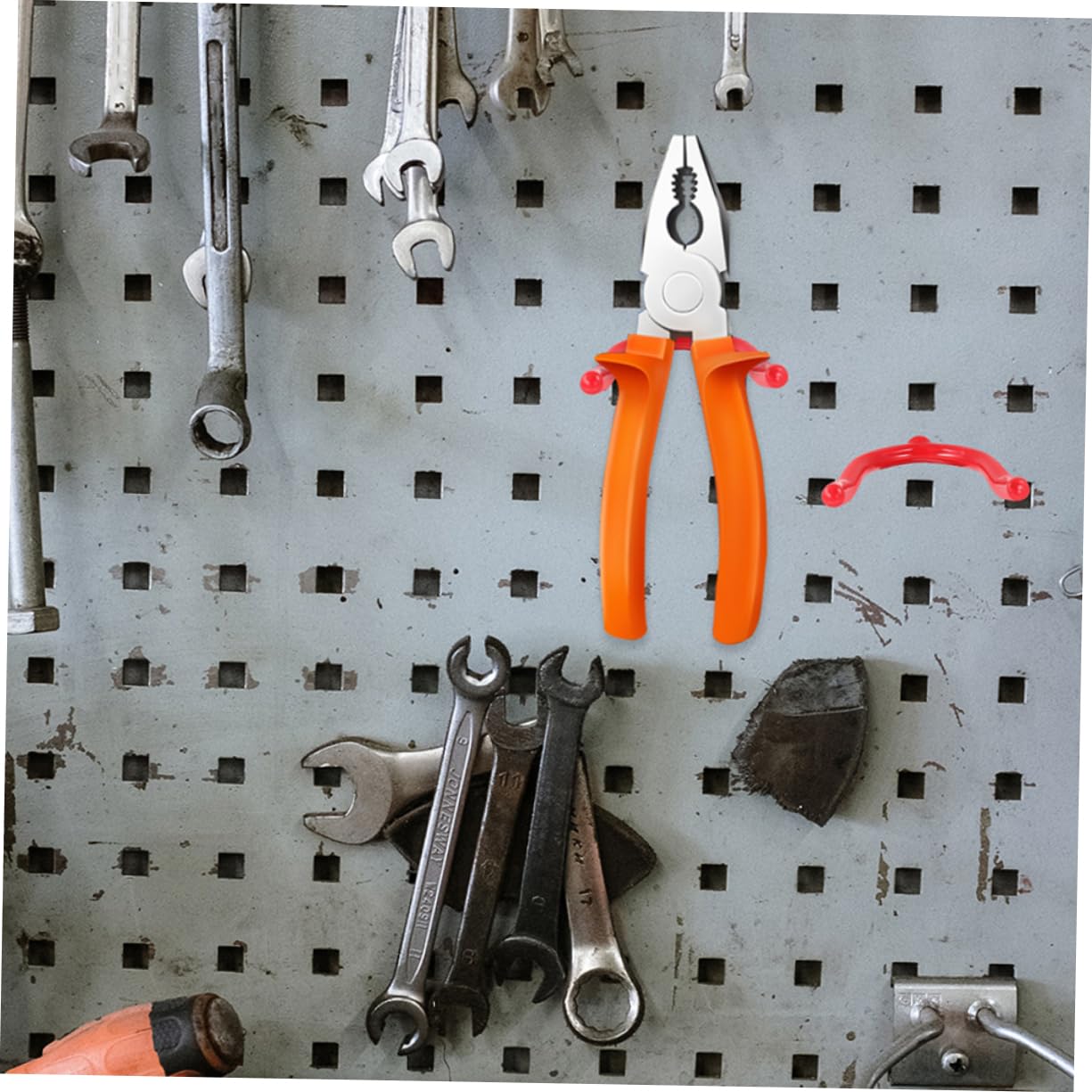 KOMBIUDA Ganci da Garage a Vite in Acciaio Rivestiti in Vinile 12 Pezzi | Design Curvo verso L’alto, per Attrezzi e Rastrelli, Rosso, per Garage e Giardino