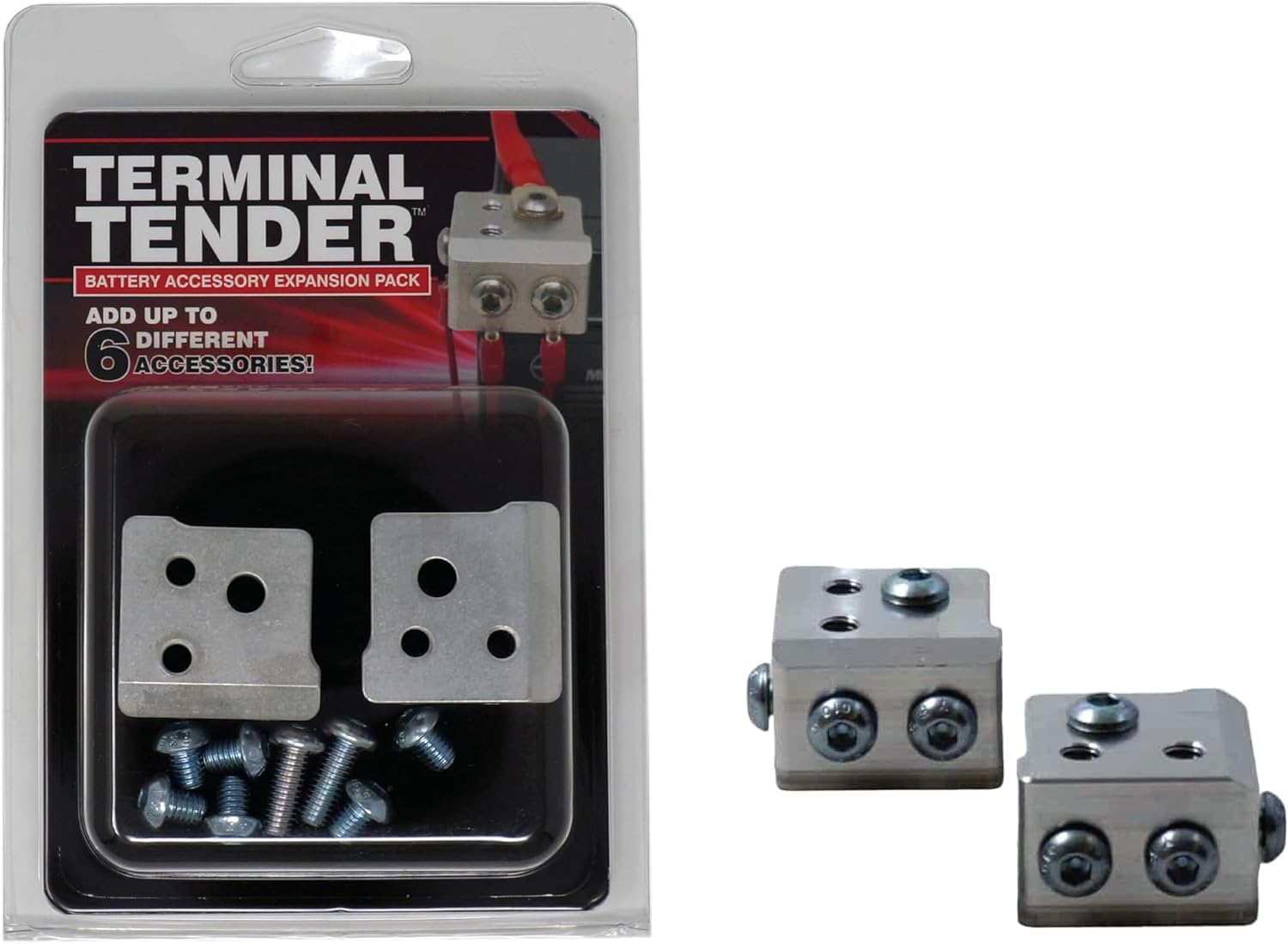 Hardline Products USA Terminal Tender Battery Post Expanders – 12V Power Distribution Block for ATV, UTV, Motorcycle & SXS – Connect Up to 6 Accessories – CNC Billet Aluminum – Made in USA - TT-P