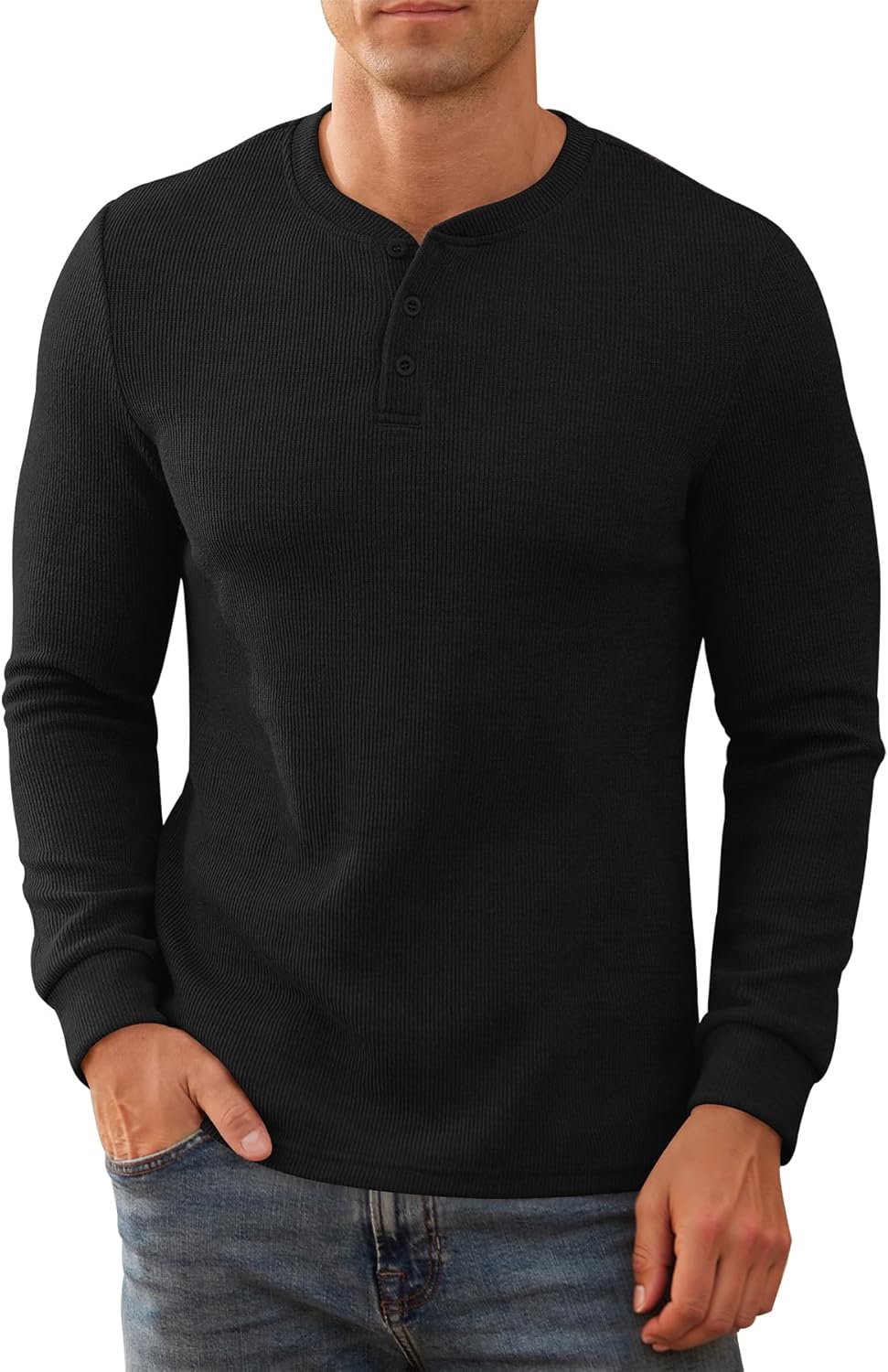NITAGUT Men's Henley Shirts Long Sleeve Button T-Shirt Fashion Casual Pullover Shirt
