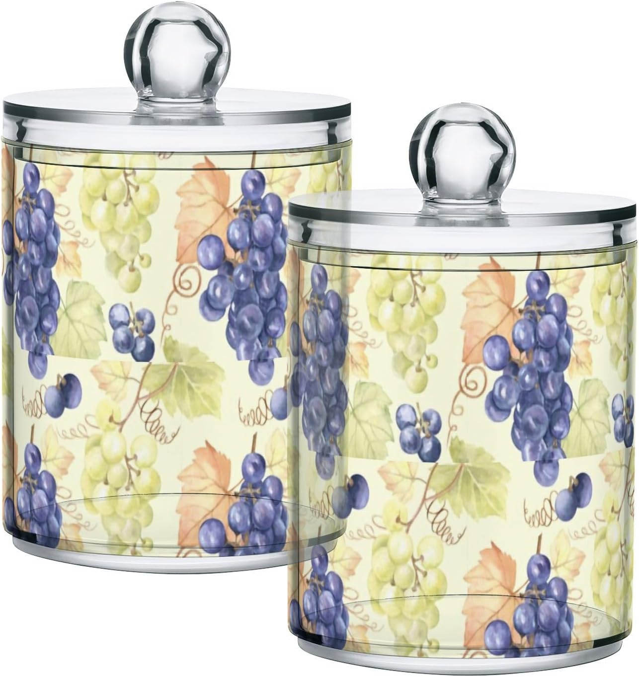 Green Fruit Purple Grapes 2 Pack Qtip Holder Organizer