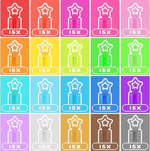 Miniatura 3 de Paquete de 300 burbujas de neón de 20 colores a granel en caja de regalo, mini varita de burbujas de estrella para niños, regalos de cumpleaños