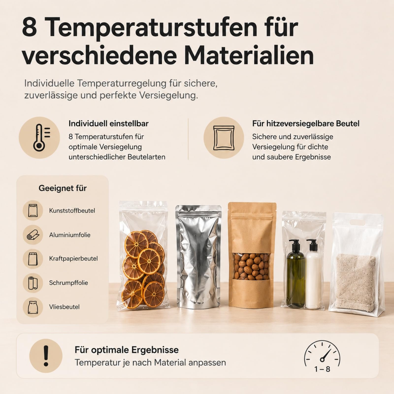 Sigillatrice Manuale 23,6 Pollici per Buste e Sacchetti, 8 Livelli Temperatura, 750W, per Cucina, Negozi, Pasticcerie, Famiglie e Laboratori