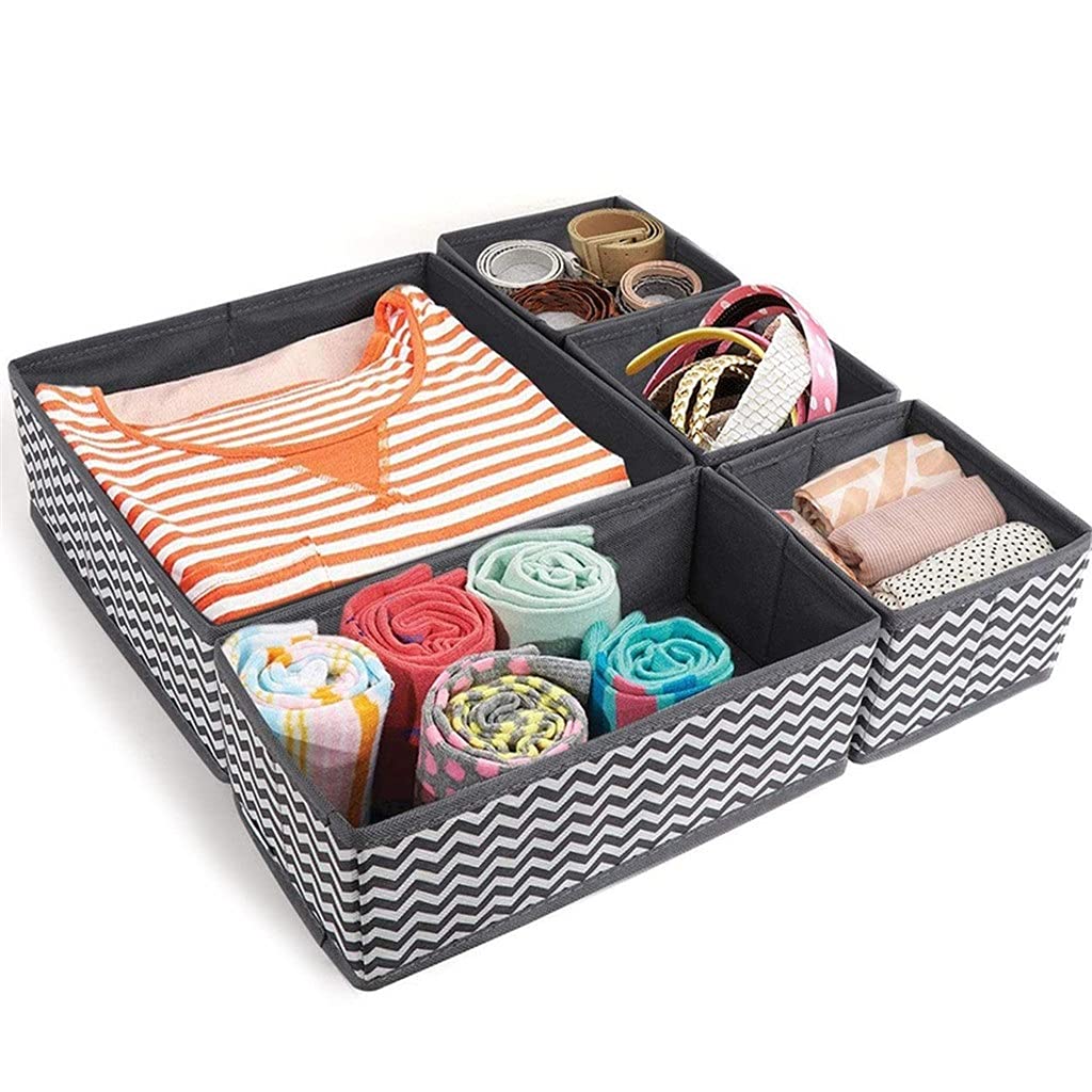 Kommoden-Schubladenteiler aus Stoff, 6er-Set, Kleiderschrank-Organizer, Faltbare Aufbewahrungsbox