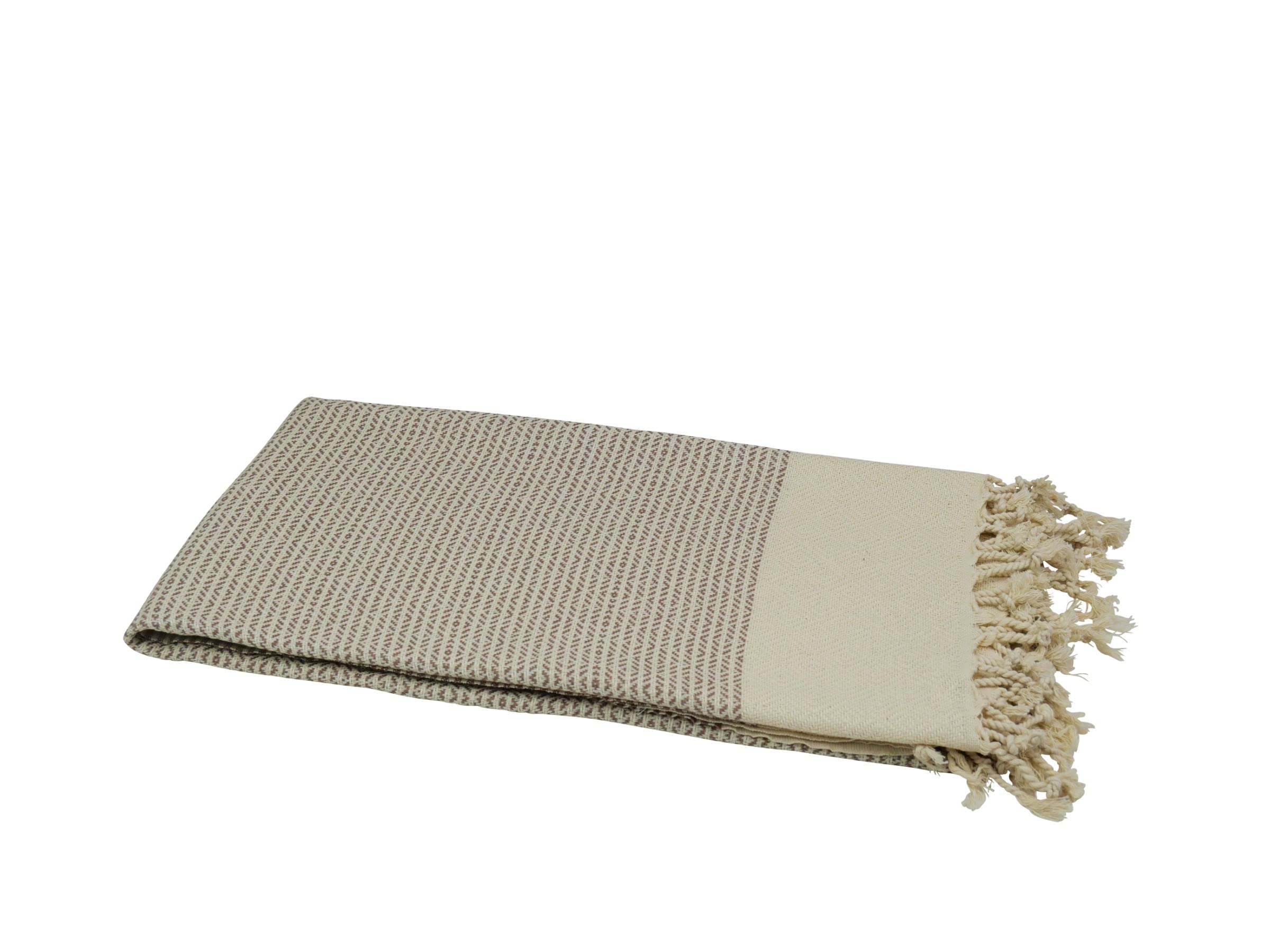 my HamamHammam Towel Cotton Cappuccino Brown, Edge: Natural Beige 90 x 175 cm Ada Style Easy Care, Durable and Absorbent, with Fringes