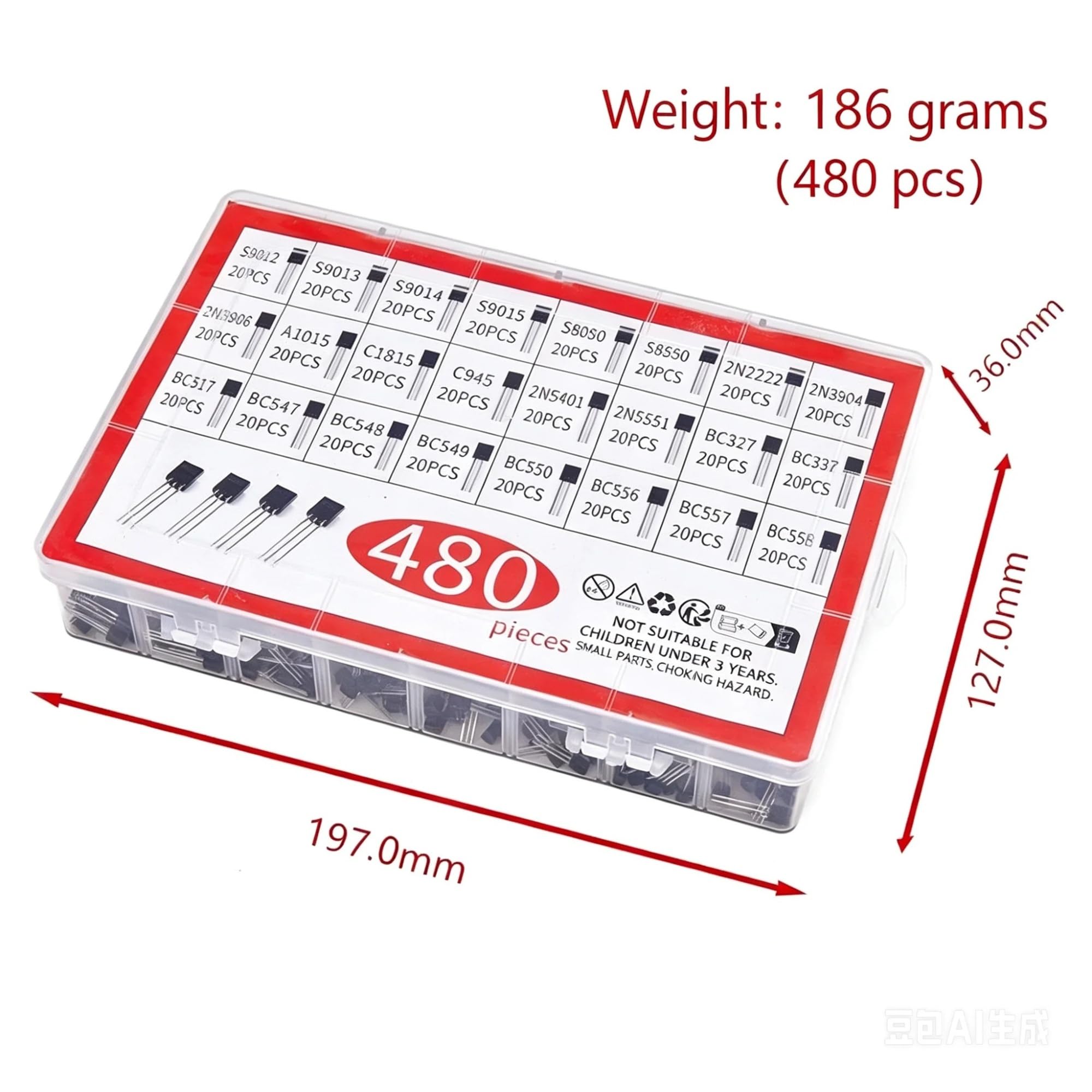 200 à 480 transistors TO-92.