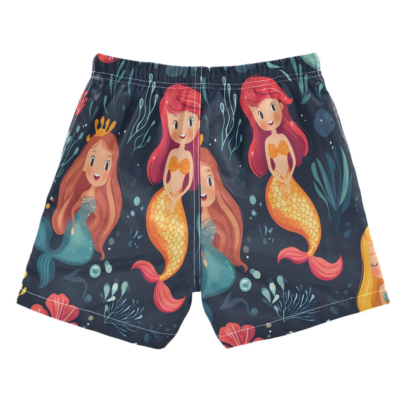 Boys Swim Trunks Toddler Swim Shorts Little Boys Swimwear Coral Pink Yellow Hair Mermaid Bathing Suit Swimsuit