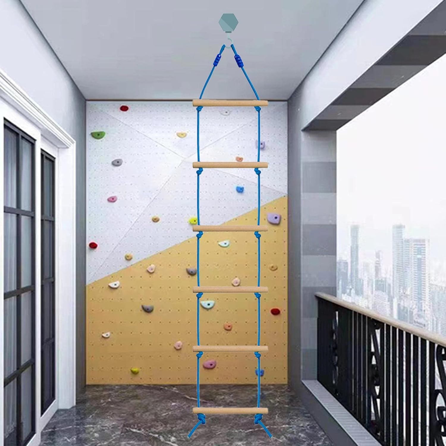 Six-Section Climbing Rope Ladder for Kids,Hanging Ladder for Swing Set Six Ladder Toy for Children,Climbing Ladder Fitness Toy Exercise Equipment,