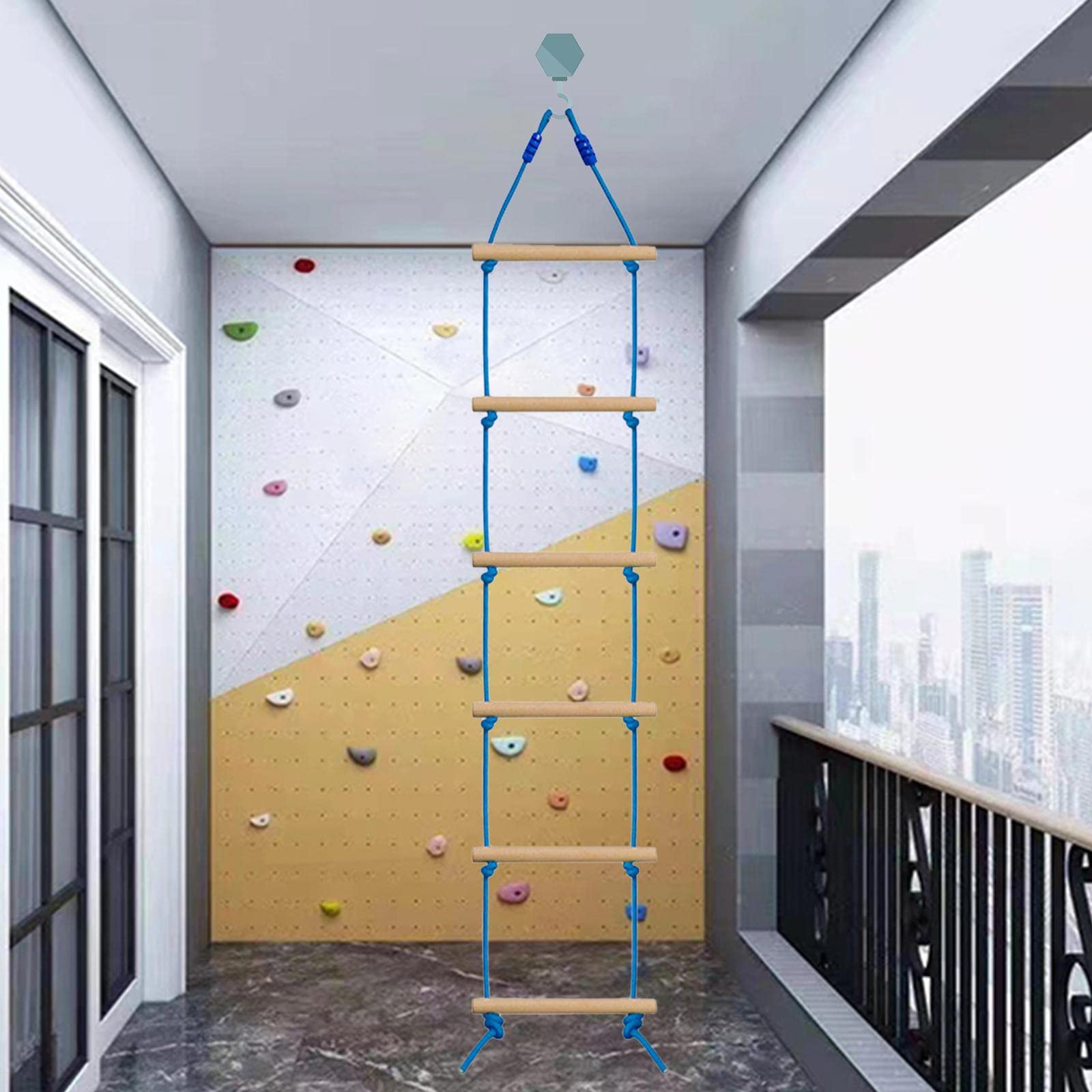 Escalera de Cuerda para Escalar Infantil con Seis Peldaños de Nylon Fuerte Accesorio de Columpio Juguete de Coordinación Motriz Cuerda de