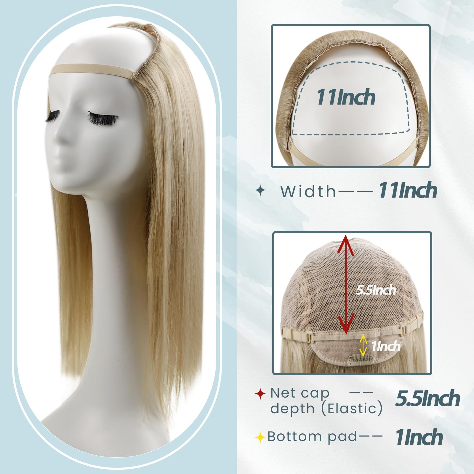 Amazon.com : RUNATURE Human Hair U Part Wig Blonde  display picture 2