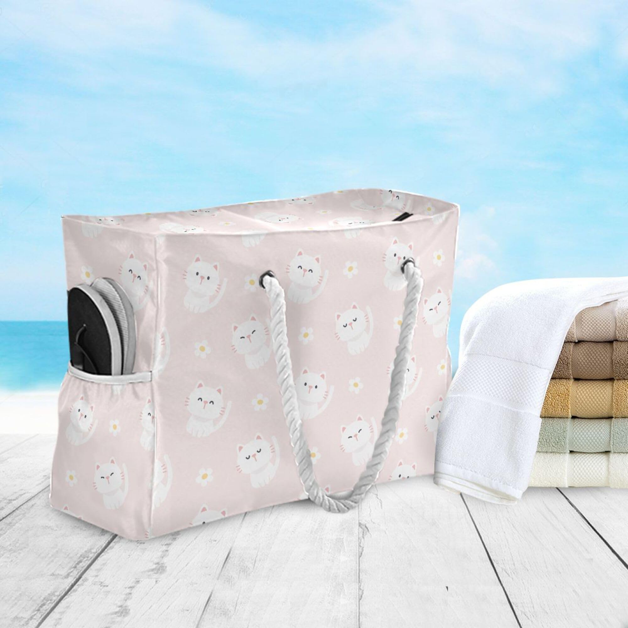 ALAZA Große Strandtasche für Damen, Babytiere, Faultier, sanddicht, Strandtasche, wasserdicht, mit Reißverschluss, Nasstaschen, Reisen, Fitnessstudio, Schwimmtasche