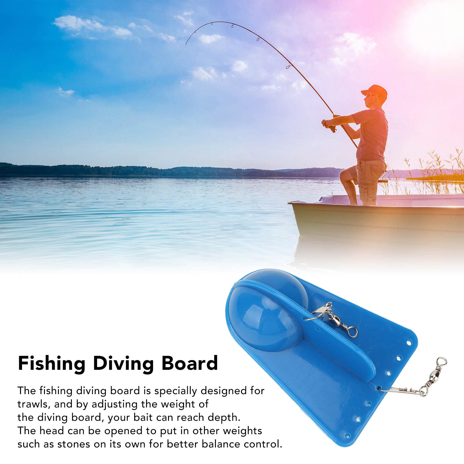 RiToEasysports 4 Piezas de Tabla de Buceo de Pesca, Herramientas de Pesca de Tabla de Buceo, Tabla de Buceo de Pesca de Plástico Azul, Herramienta de Pesca de Vientre Redondo para Pesca en