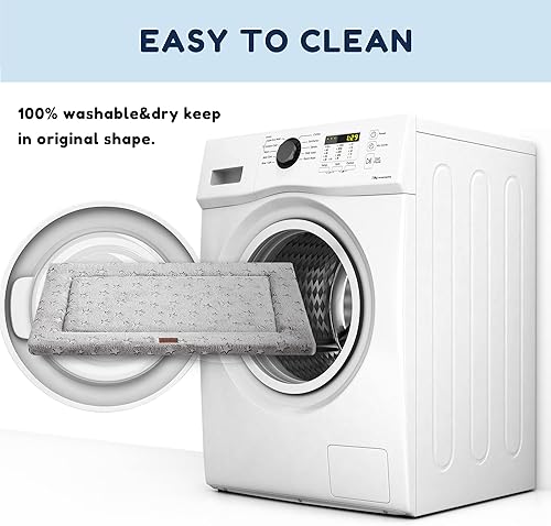 Vista 18 de WESTERN HOME Cama para perro para jaula, cama para perros mediano/grande con felpa suave y ondulada, cómoda almohadilla antideslizante, lavable