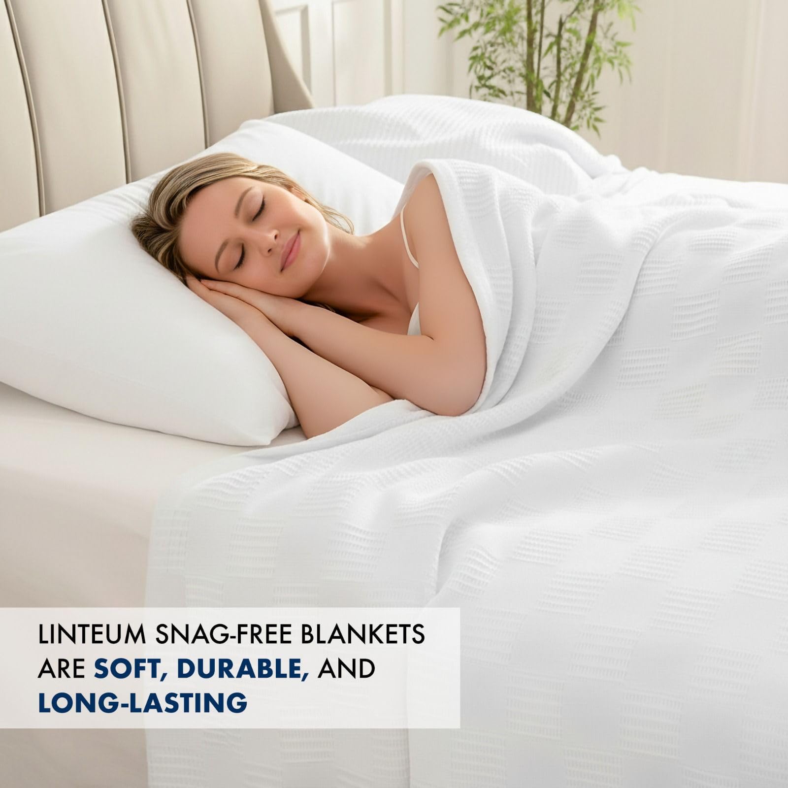 Linteum Textile Supply Thermodecke (Weiß, Doppelbett), langlebige und strapazierfähige weiche Decke, aus 100 % Baumwollmaterial für Zuhause, Krankenhäuser, 168 x 228 cm