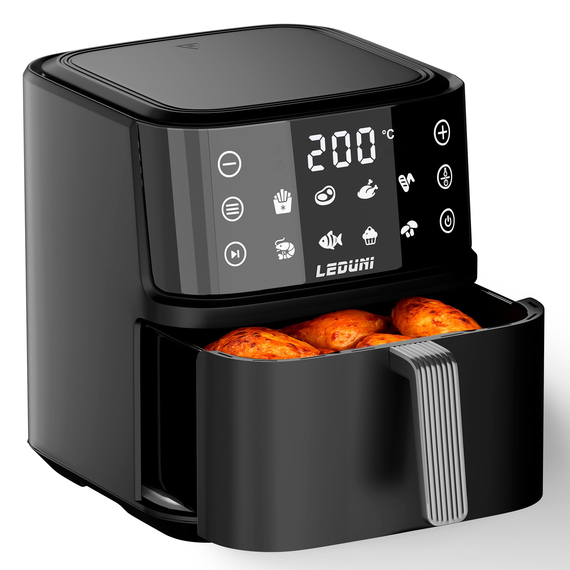 Aire freidora sin aceite Digital, Panel Táctil LED, 8 Modos de Cocción, Control de Temperatura, Control Táctil, Tecnología Air Fryer, 80-200ºC Negro (7.6L)