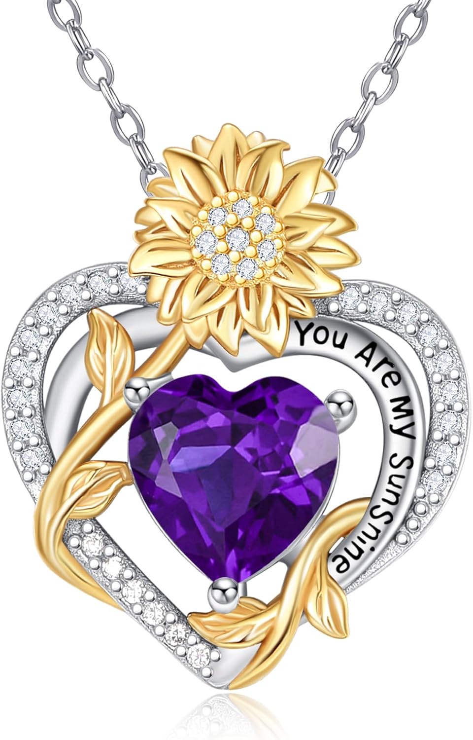 AENEAS Sunflower Necklaces for Women Sterling Silver You Are My Sunshine Necklace Sunflower Birthday Love Heart Mother's Day Gifts for Birthday Mothers Day Christmas Anniversary