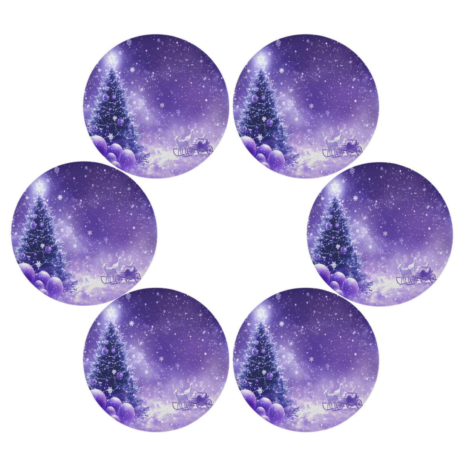 Sets de table ronds violets anti-taches pour protéger votre nappe de Noël