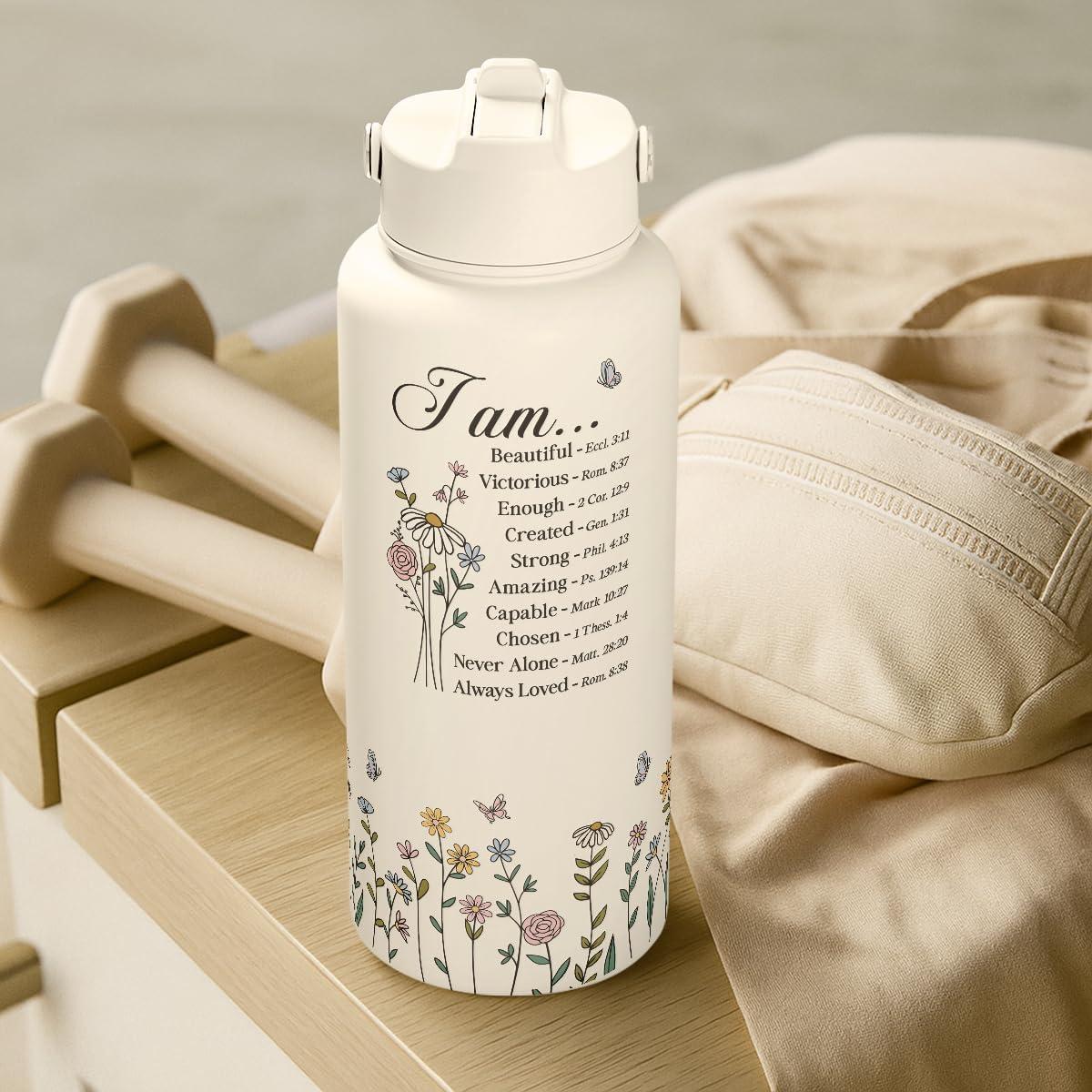 Christian Inspiration Water Bottle 32oz Stainless Steel with Lid & Straw, Inspirarional Insulated Bottles for Women Girls, Religious Inspirational Gift Idea for Birthday Christmas - Image 8