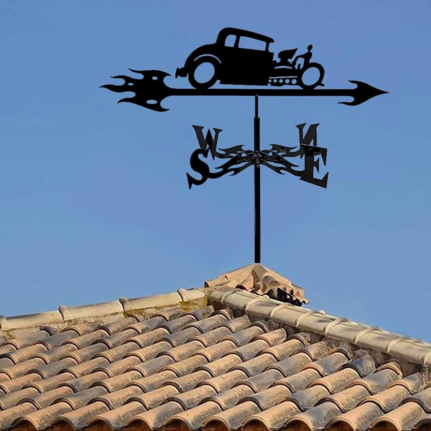 車の風向計、黒の風向計、ステンレス製の車の屋根の測定ツール、農場の庭の装飾用