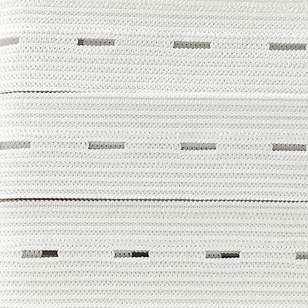 20M Cinta Elástica con Ojales 20 Metros x 25mm de Ancho, Goma Elástica con Ojales, Cinta Elástica Para Coser, Goma de Costura, Color Blanco, (101, 25mm X 20M)