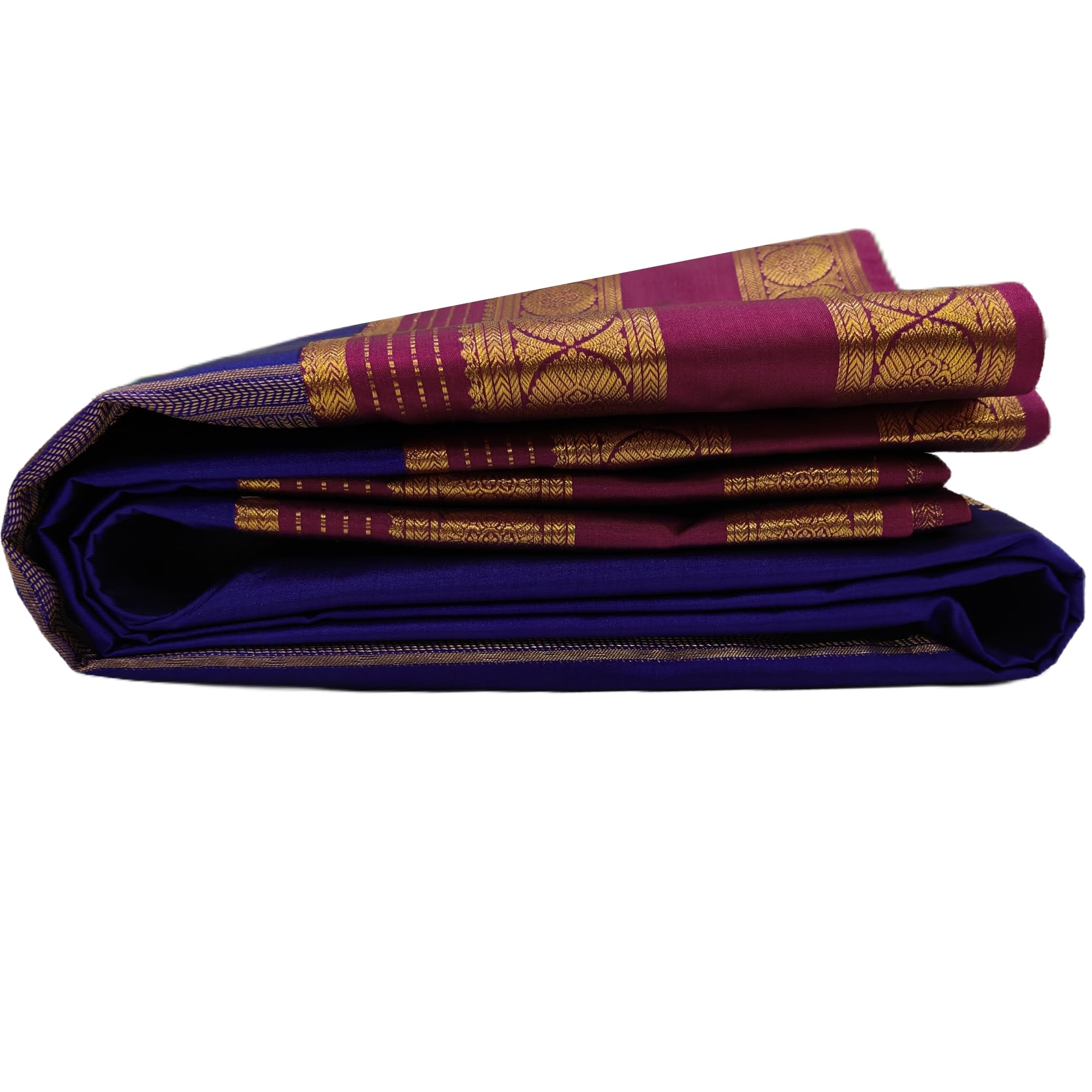 Kanchipuram Pure Silk Saree Original Golden Zari Intricate Jacquard Heritage Weaves Traditional Zari Border & Contrast Zari Enriched Pallu(Blue) - Silk Mark-image-24