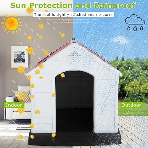 Miniatura 9 de BestPet Casa para perros grande de 32 pulgadas con aislamiento, de plástico duradero, para perros pequeños, medianos y grandes, para interiores y