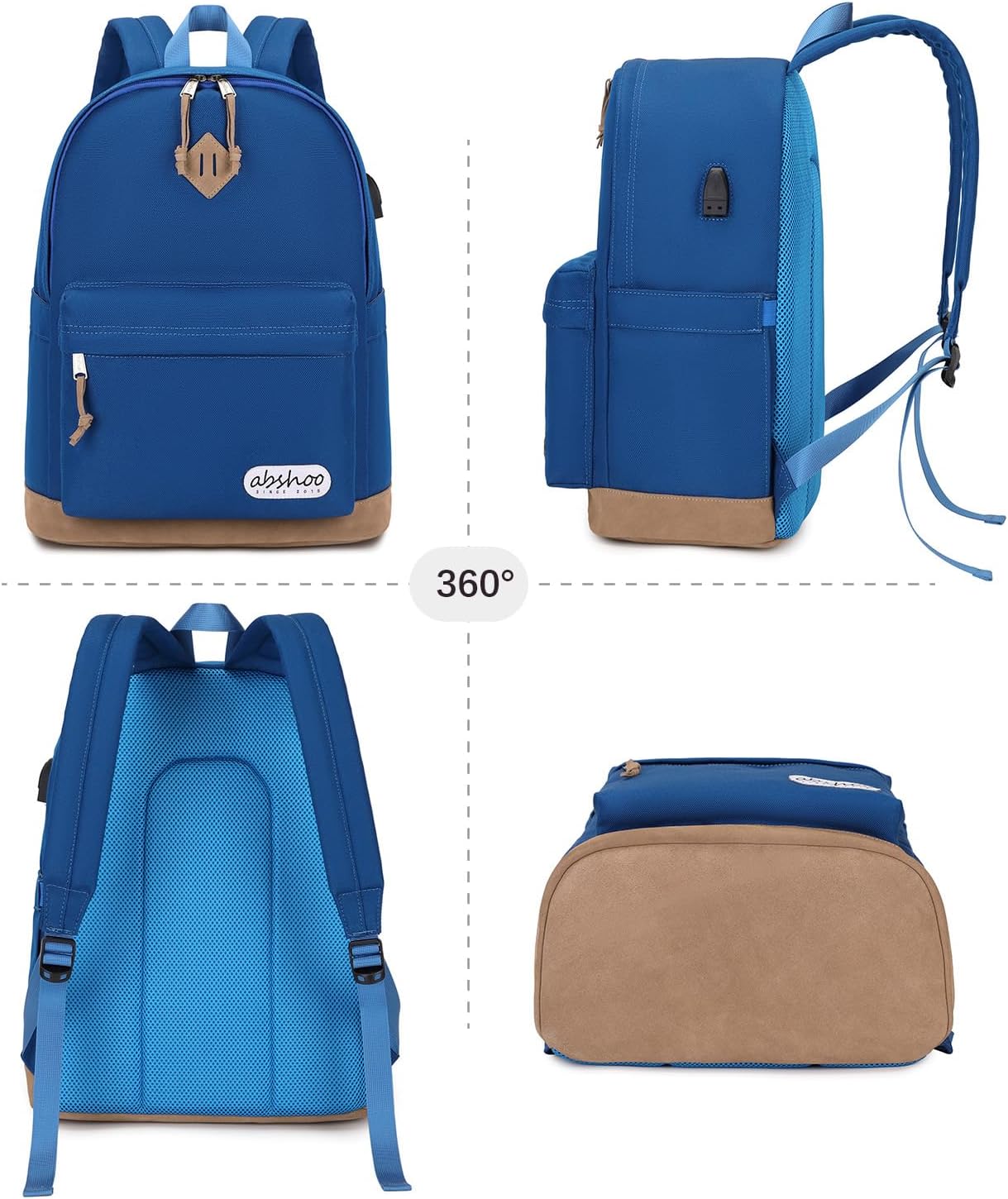 abshoo Basic Students Backpack For School Middle High School Water Resistant College Bookbag Travel Daypack (Klein Blue) - Image 6