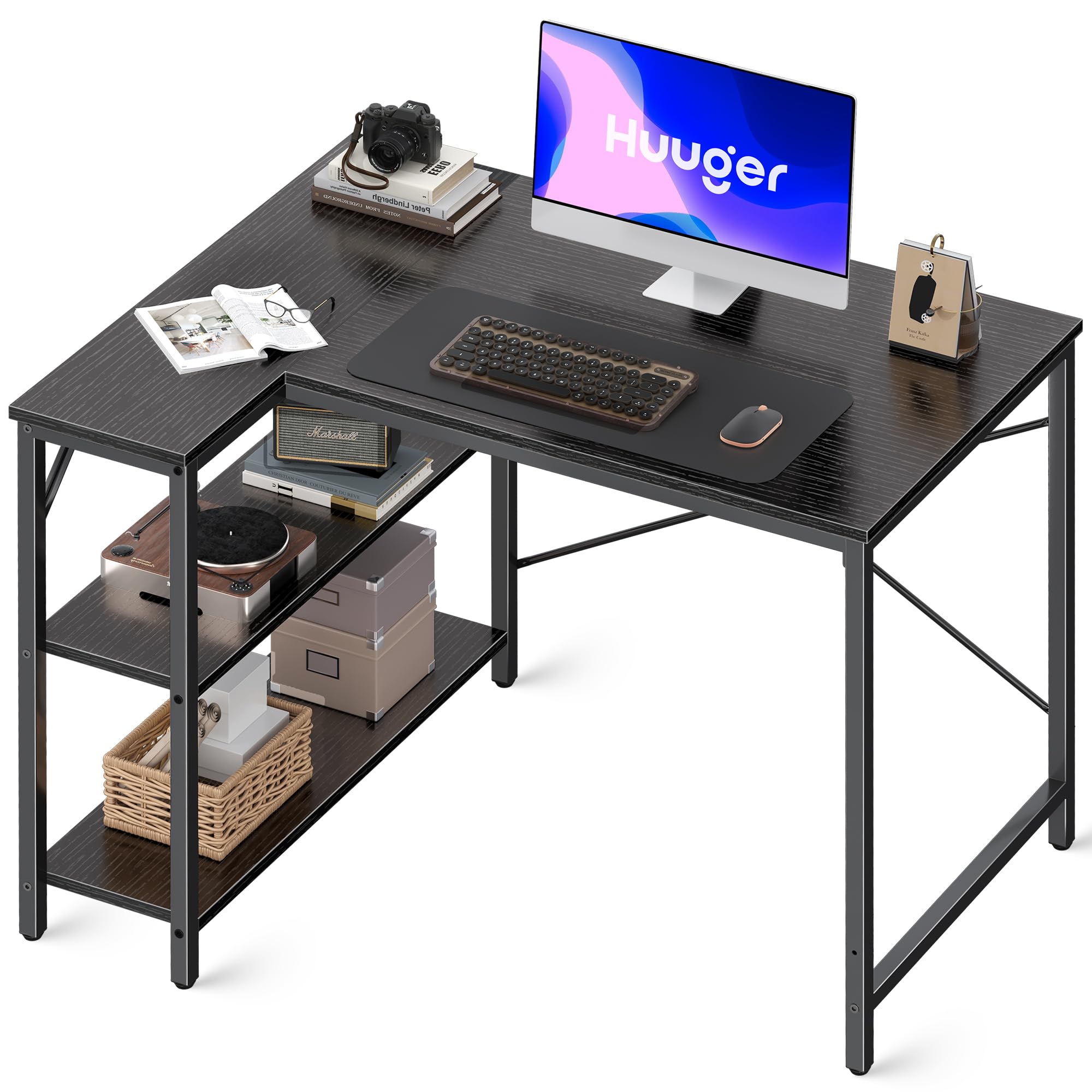 Huuger L Shaped Desk, 39 Inches Computer Desk with Reversible Storage