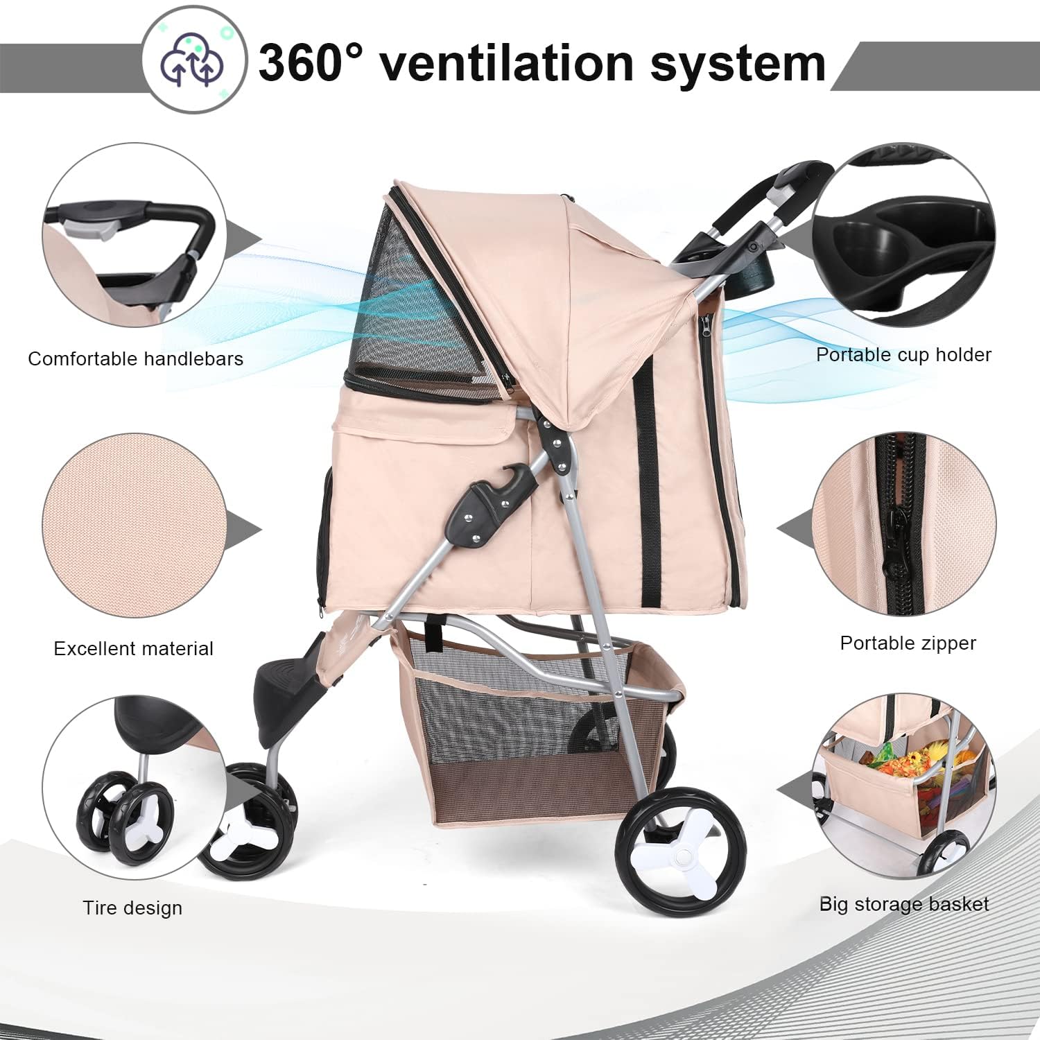 Rimorchio Bici Per Cani KESSER 2in1 - Pieghevole, Portata 45kg, 250L, Con Borsa E Bandierina