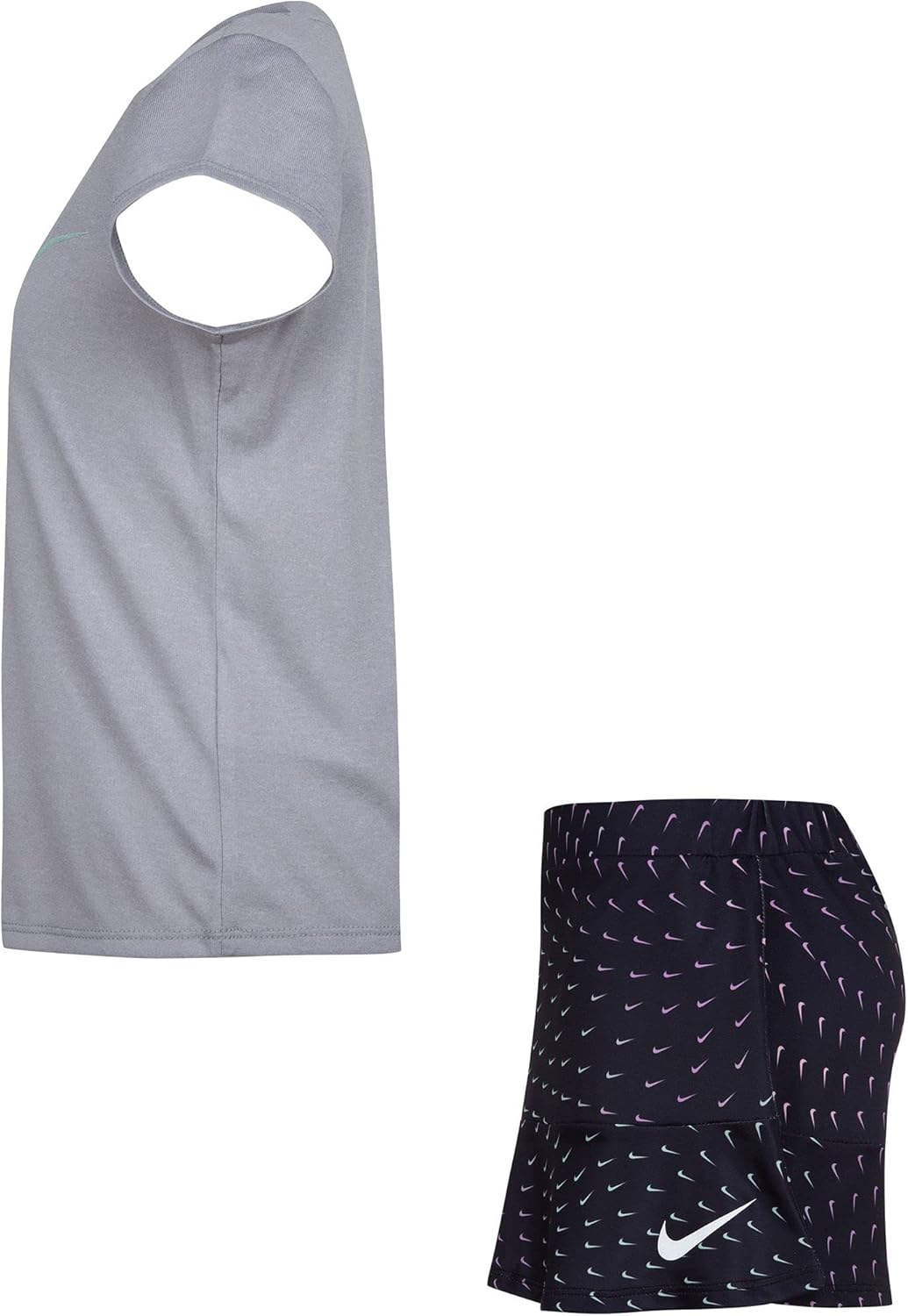 Nike Toddler Girls' Swoosh Wave T-Shirt And Scooter 2 Piece Set (Grey(26J180-023)/B, 2T)